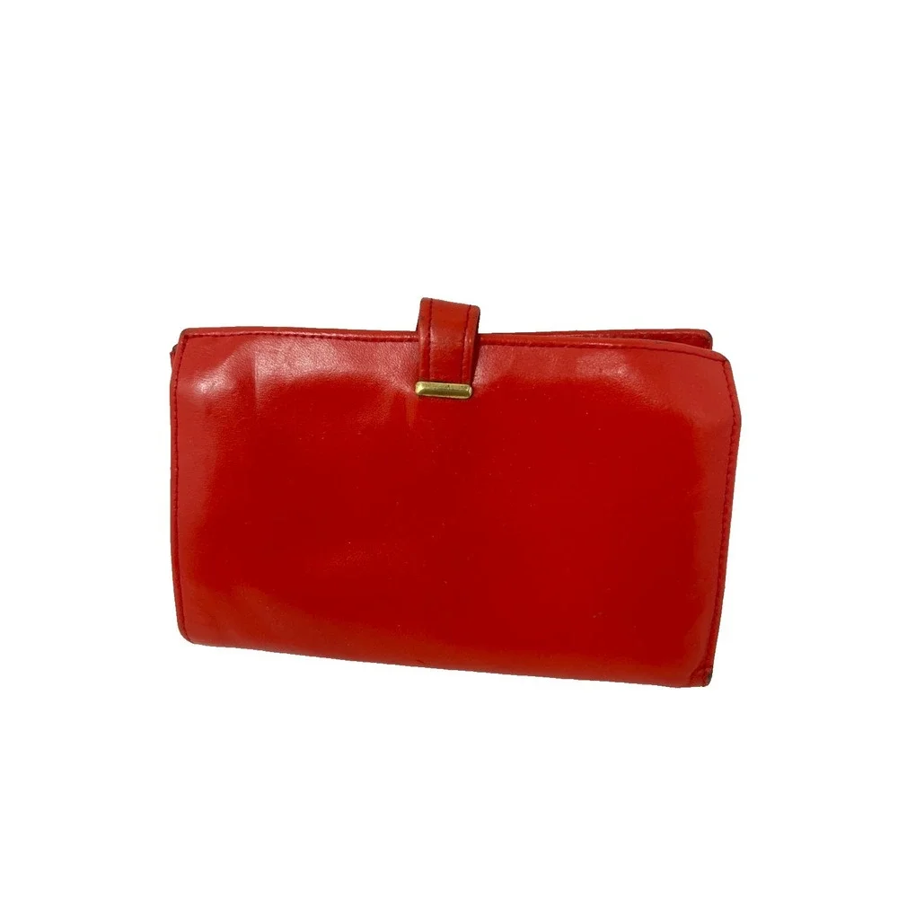 Vintage Rolfs Red Leather Wallet Coin Purse With Kiss Lock